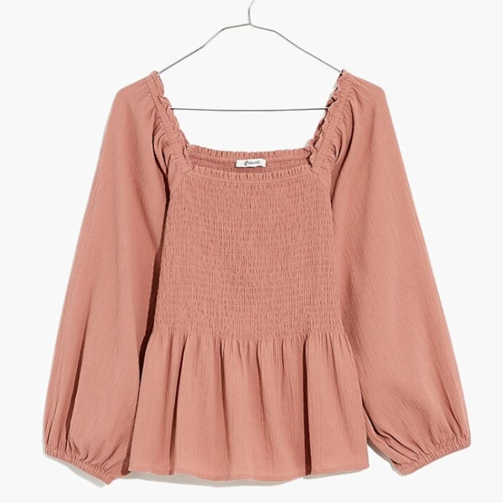Madewell Smocked Peplum Top size 16